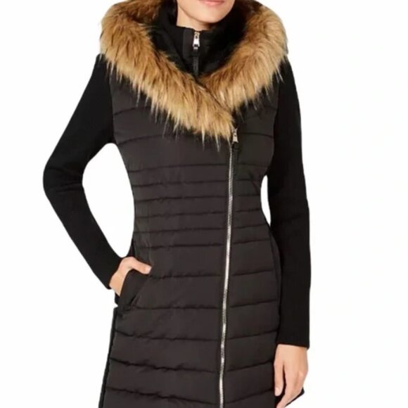 Calvin Klein Jackets & Blazers - Calvin Klein | Walker Faux Fur Puffer Coat Ribbed Sleeves Black PFTJ4418 Small